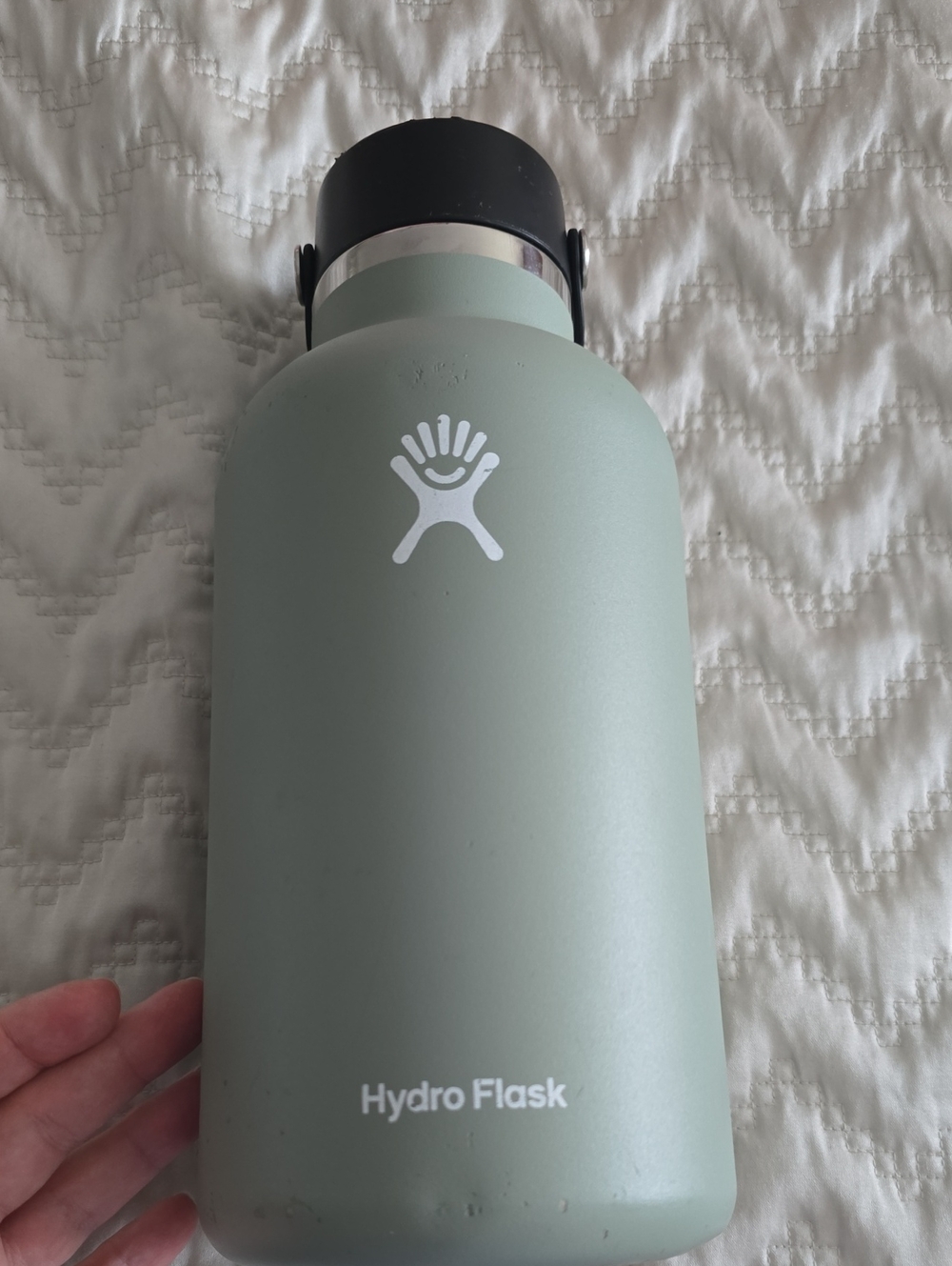 Hydro Flask Sage Green Insulated Wide Mouth Bottle with Black Lid